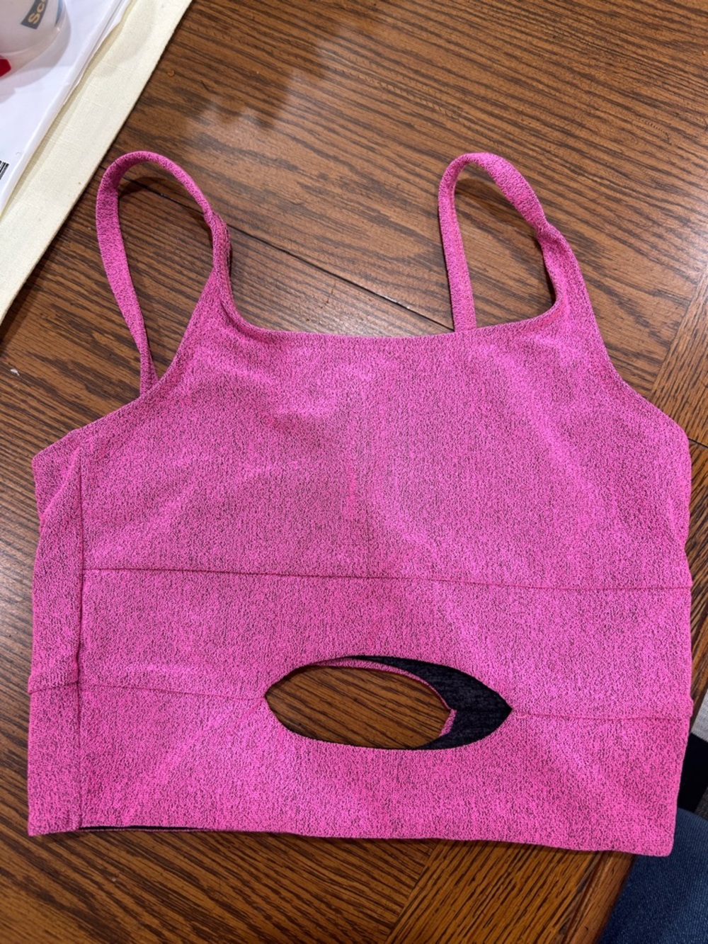 Girls Bright Pink Cropped Tank Top with Front Keyhole